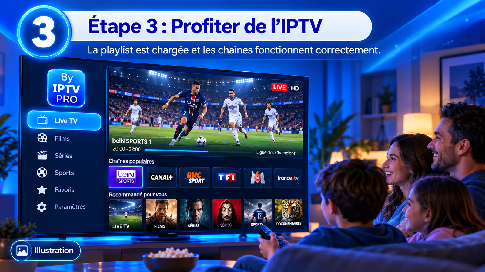 IPTV player için temsili büyük ekran izleme arayüzü